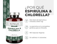 Nutralie Espirulina y Chlorella, 180 cápsulas