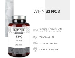 Nutralie Zinc + Vitamina B6, 120 cápsulas