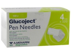 Menarini Glucoject Pen Needles 4mm x32G, 100 uds