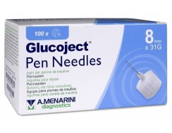 Menarini Glucoject Pen Needles 8mm x31G, 100 uds