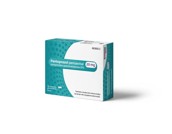 Pensavital Pantoprazol 20mg EFG OTC, 14 comprimidos gastrorresistentes