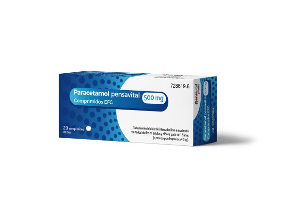 Pensavital Paracetamol 500mg EFG OTC, 20 comprimidos