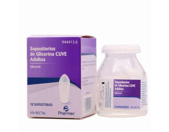 Pharmex CUVE Supositorios de glicerina (Adultos) 3g, 12 supositorios