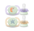 PHILIPS AVENT 2 Chupetes Ultra Start Nighttime 0-2M niña